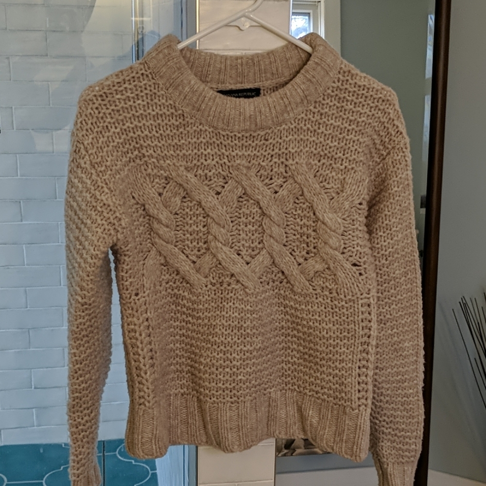 Cozy pale pink Merino wool BR sweater